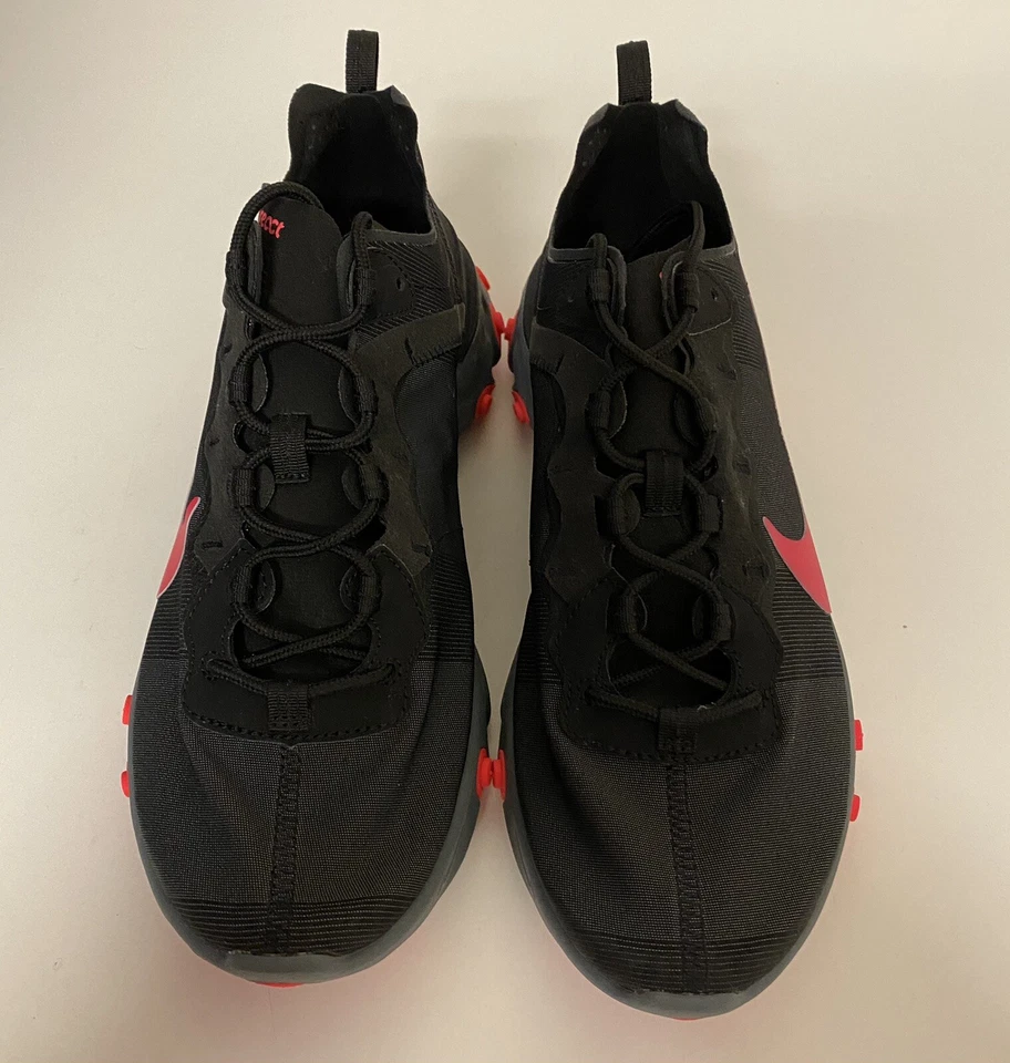 Nike React Element 55 Black Solar Red Mens Sz 12 Running Shoes 87 BQ6166-002 NEW - Image 4 of 4