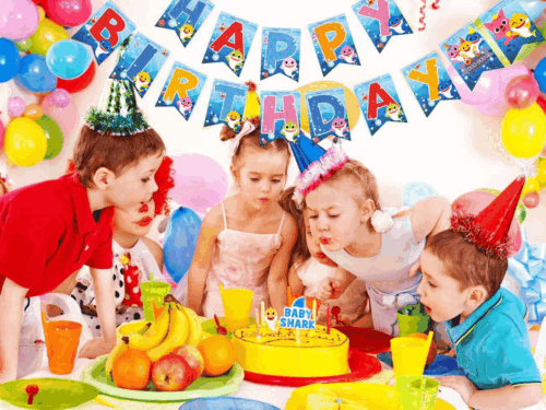 Happy Birthday Banner Garland Shark Theme Party Supplies For Kids Baby Shower - Picture 6 of 6