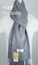 Pashmina Scarf Wrap Shawl.Solid Gray.Silk Cashmere*Soft*Unisex