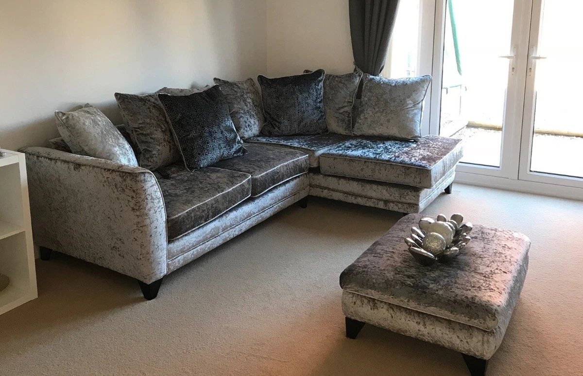 DFS Crushed Velvet Left Hand Corner Sofa WILL NOT BE REDUCING