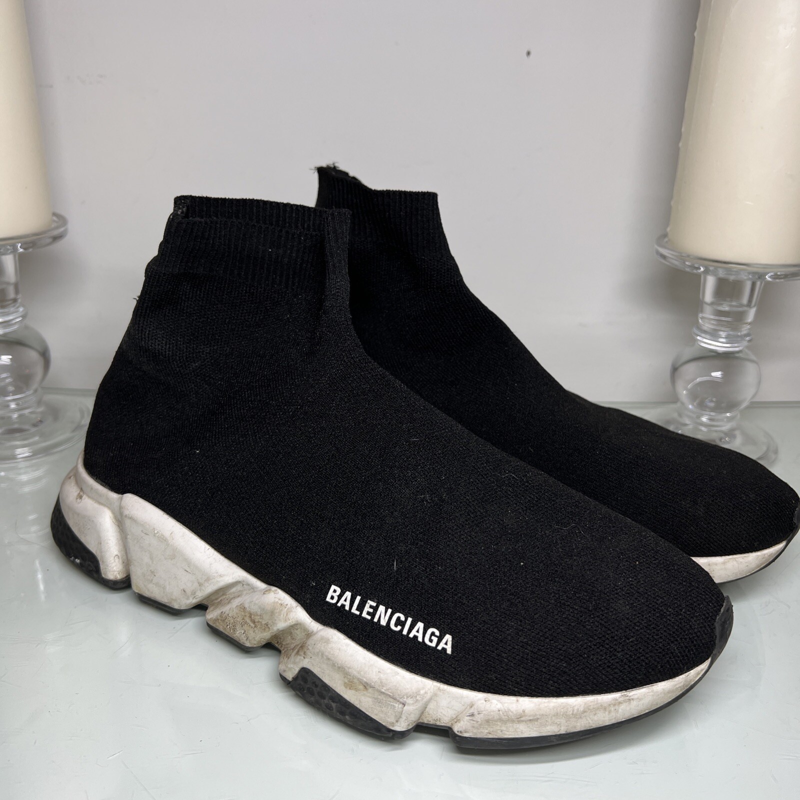 Balenciaga Speed sock runner black/white Trainers. Mens size 10