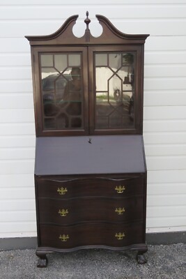 JB Van Sciver Co Mahogany Ball and Claw Feet Tall Secretary Desk