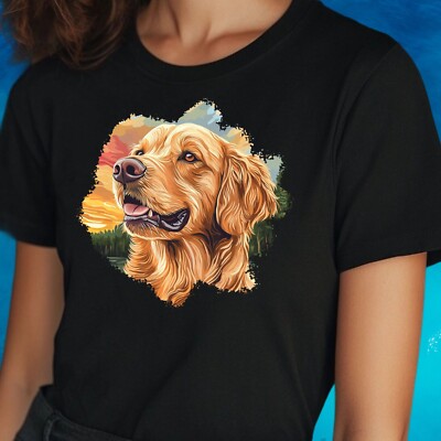 Frauen T-Shirt Golden Retriever Motiv Baumwolle Größe S bis 3XL