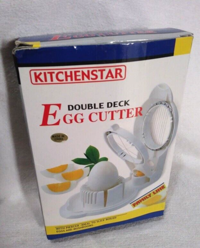 KitchenStar Double Deck Egg Cutter Piercer Slicer Kitchen Gadget Tool White