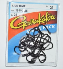 gamakatsu live bait hooks size 2 value pack 18409-25 versatile strong saltwater