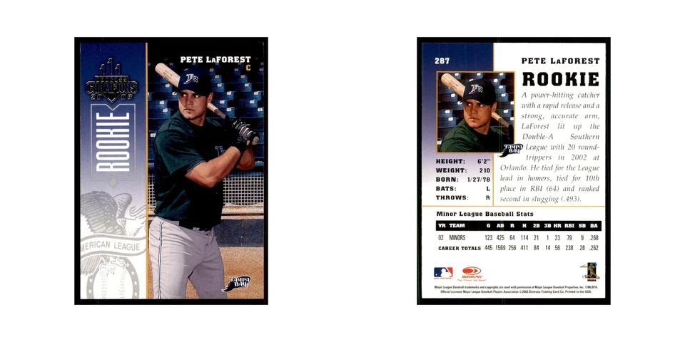 2003 Donruss Champions Pete LaForest Baseball Cards #287 - Image 3 of 3