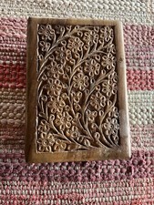 Carved Wood Urn Box Case Pet Ash Stash Keepsakes