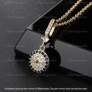 Authentic 2Ct Round Cut Lab Created Blue Sapphire Beauty Pendant 14K Yellow Gold Plated