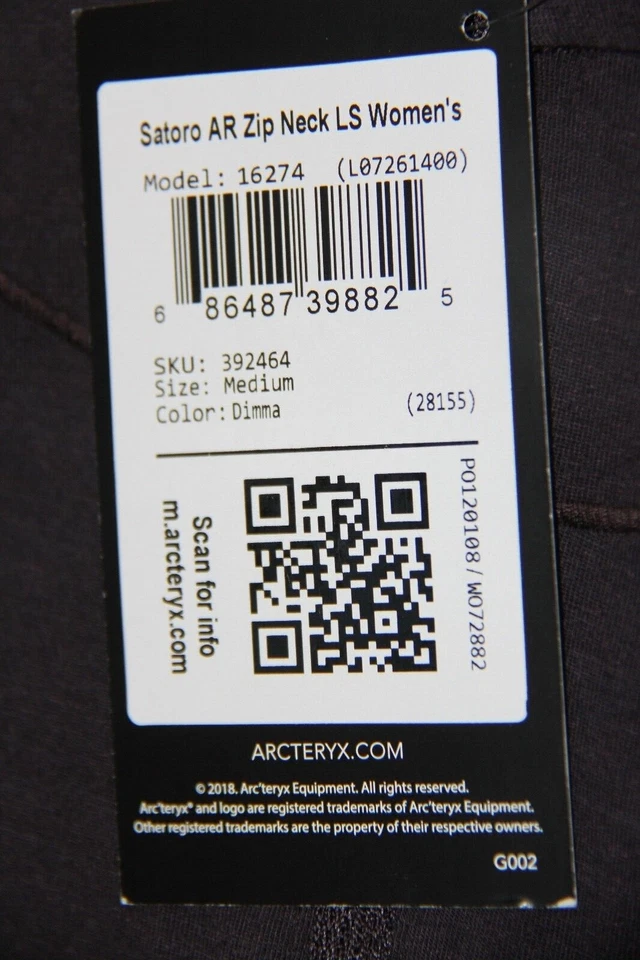 Top Arc'teryx Satoro AR Cremallera Cuello LS Capa Base Para Mujer - Mediano - Dimma - NUEVO Foto 3 de 4