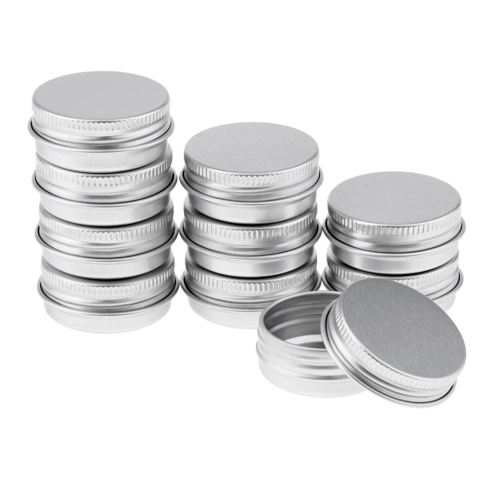 20 Pack Round Aluminium Lip Balm Screw Lid Tins Case Ointment Jar