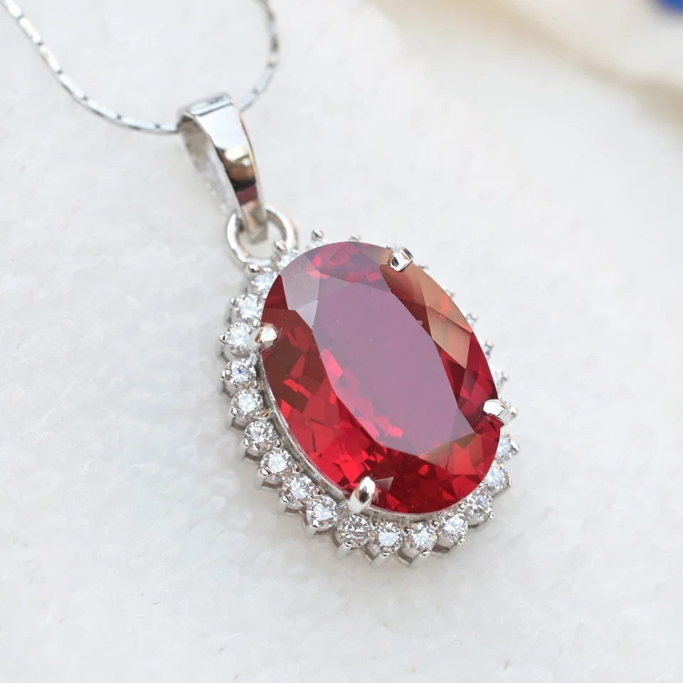 Colgante de rubí rojo natural de 20,20 quilates - Piedra preciosa suelta certificada en plata maciza 925 Foto 4 de 4