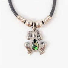 Shell of the Sea  Genuine Paua sea shell Necklaces With 18" Black Cord  Frog