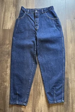 Vintage 80’s Levi’s Pleated White Tab Mom Jeans Size 16 High Waisted Dark Wash