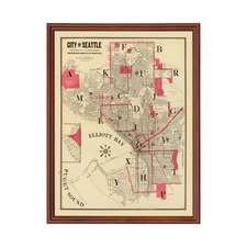 Old Map of Seattle, WA 1909 - Vintage Seattle Washington Art