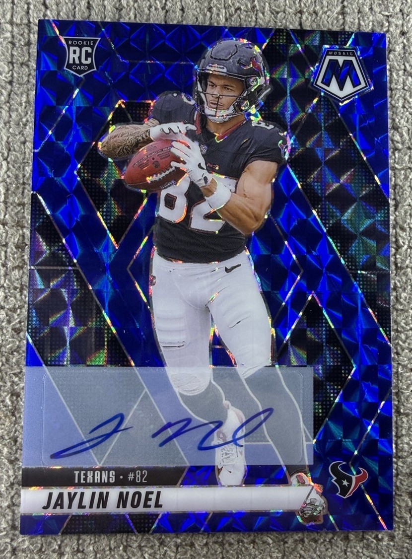 2025 Panini Mosaic #373 Jaylin Noel Rookie Autographs Mosaic Blue #/99