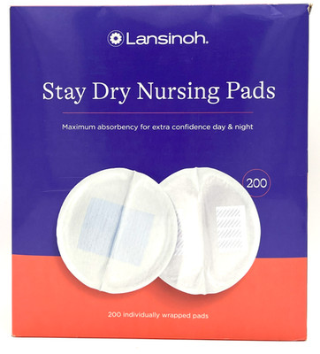 NEW! Lansinoh Stay Dry Nursing Pads Disposable 200 Wrapped Pads Mom - SEALED!