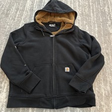 Carhartt Hoodie Youth Medium 8-10 Black Sherpa Lined Full Zip Relaxed Fit