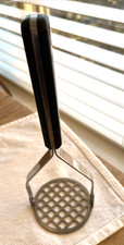 Vintage Flint Arrowhead Potato Masher/Ricer Stainless USA Black Handle Retro