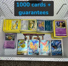 Bulk Lot of 1000 Pokemon Cards + 100 Holos Rares Ex’s V’s Holos. No CommonEnergy