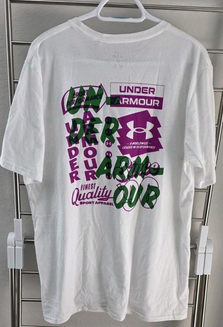 Under Armour Graphic Tee Shirt Mens XL Loose Vintage Logo Sport White thumbnail 7