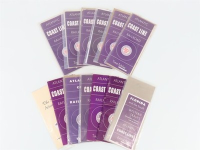 LOT of 12 ACL Atlantic Coast Line Public Timetables 1940s/50s & History Booklet