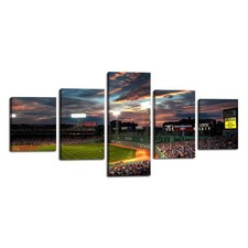 Fenway Park Wall Art Canvas Painting 5 Panels Picture of Baseball Game Modern...