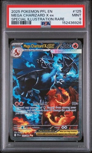 2025 POKEMON PFL EN-PHANTASMAL FLAMES #125 MEGA CHARIZARD X EX PSA 9