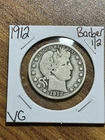 1912 P Barber Silver Half Dollar Very Good VG U.S. 50c Type Coin (Raw16873)