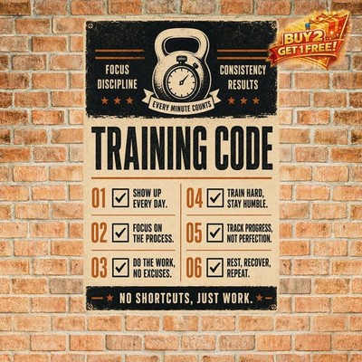 Gym Rules Checklist Bold Headline Minimalist Training Metal Sign