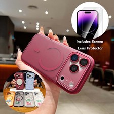 Matte Magnetic Case w Screen Lens Protector For iPhone 18 Pro Max 17 16 15 14 13