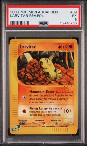 Pokemon WotC Aquapolis Reverse Holo Card #89 Larvitar PSA 5