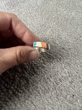 950 Sterling Silver Multi Stone Peruvian Ring 6.5