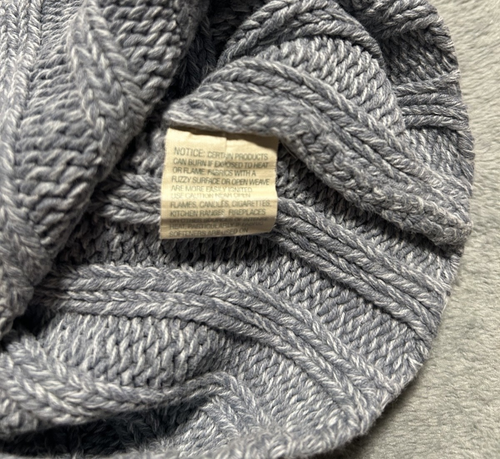 LL Bean Sweater Women's Large Light Blue Ribbed Braided Mock Neck Fisherman VTG - Picture 11 of 12