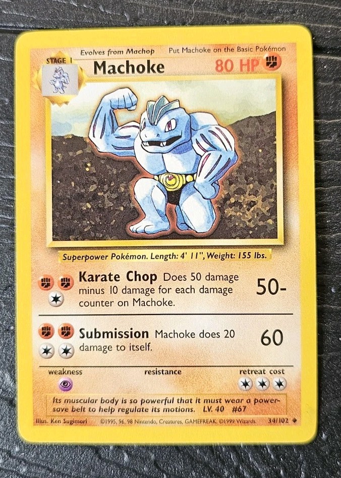 1999 Pokemon Base Set Machoke #34/102 Uncommon Vintage TCG