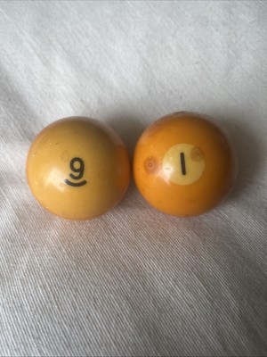 Vintage Bakelite Rich Butterscotch Billiard Pool Cue Balls Set Of 2