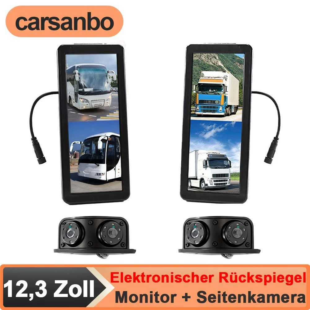 L+R HD Monitor + Elektronische Seitenkamera mit Totwinkelerkennung Für LKW & Bus