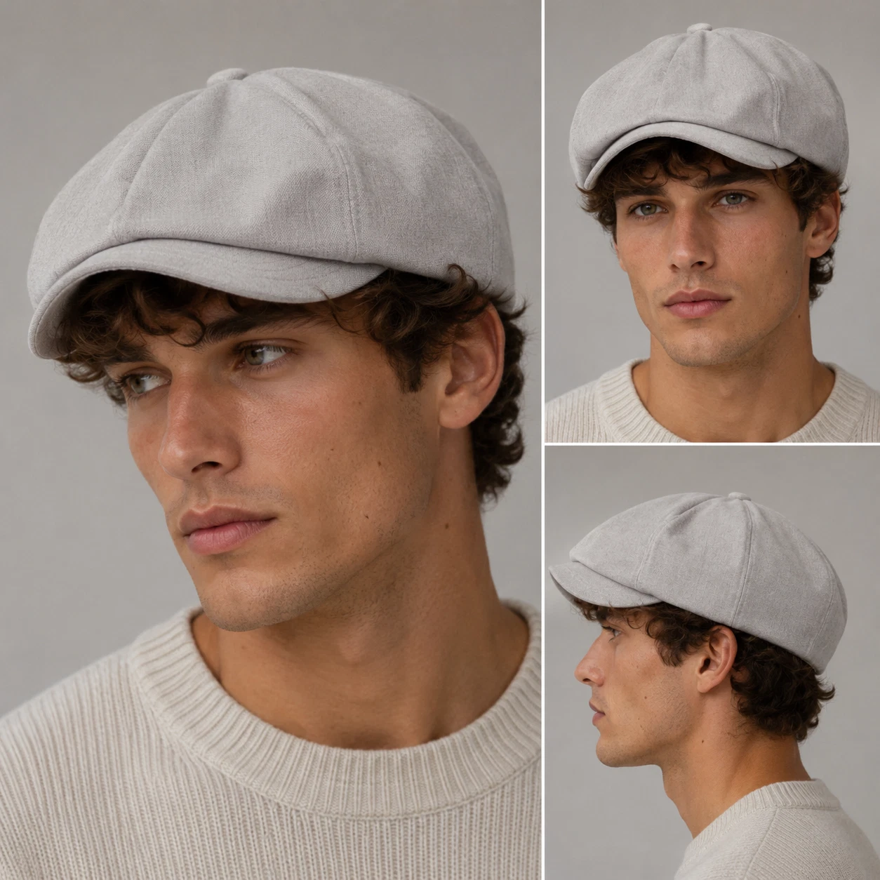Newsboy Summer Linen Look Hat Gatsby Cap Grey Flat Bakerboy Baker Boy Sun