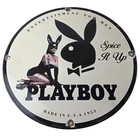 Vintage Playboy Bunny Porcelain Sign - Entertainment for Men Club Show Pin Sign