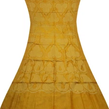 Namaste Vintage Mustard Sarees 100% Pure Silk Woven Indian Sari 5YD Craft Fabric