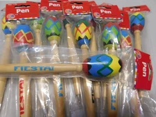 FIESTA!! WOOD HANDLE PEN WITH DECORATIVE RATTLING MARACA DESIGN   (SET OF 12)