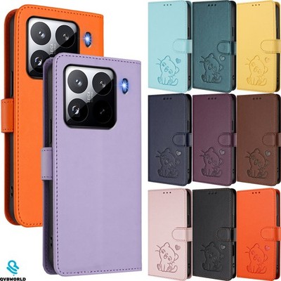 Für Xiaomi Poco X4 Pro X7 F7 M6 X5 X3 Herz Katze geprägt Wallet Case Handy Hülle