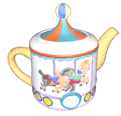 Christopher Wren's Amazing Fairground Teekanne Zirkus Karussell Fine China Clowns