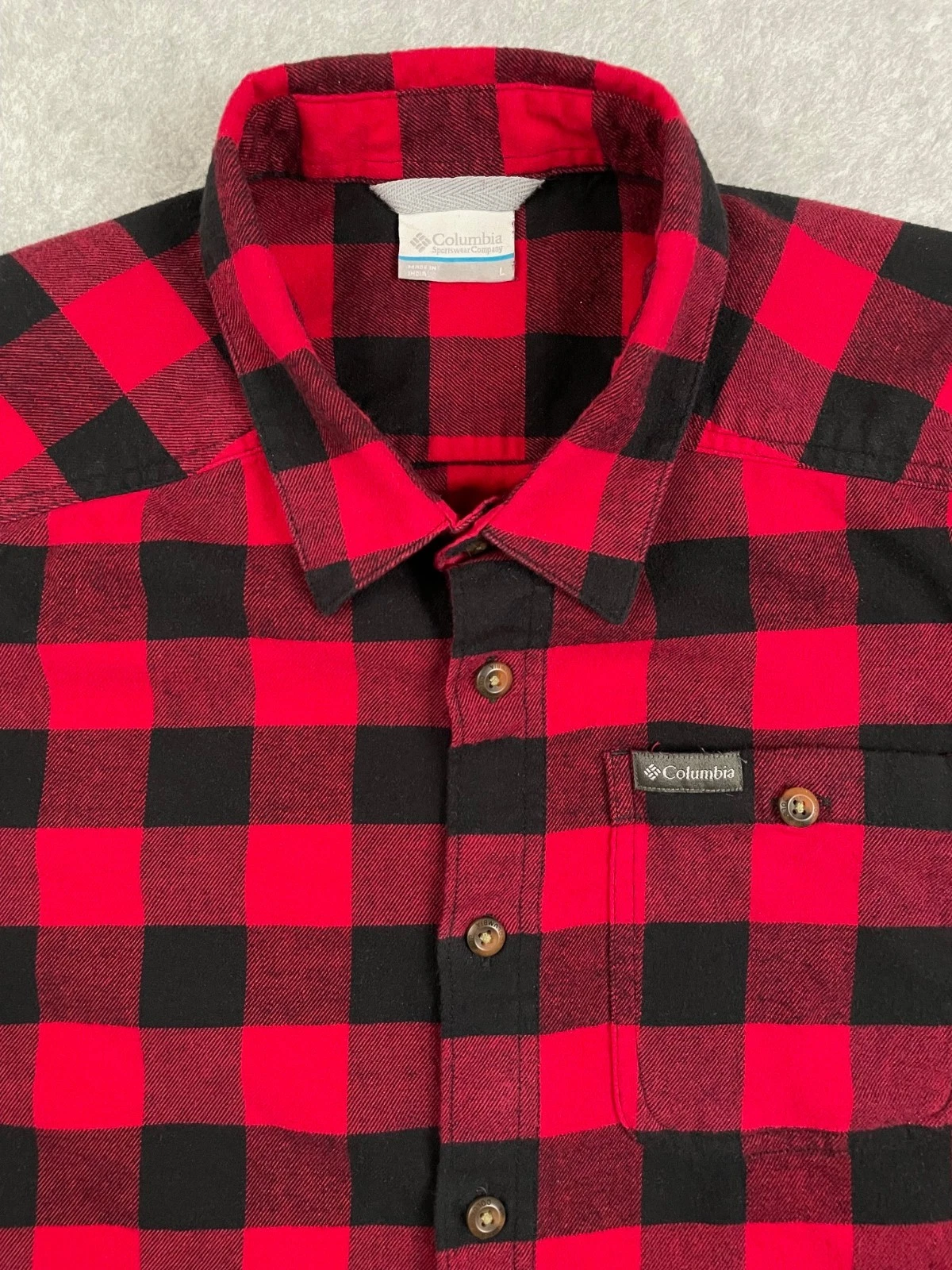 Columbia Buffalo Plaid Flannel Shirt Red Black Cotton Men’s Large