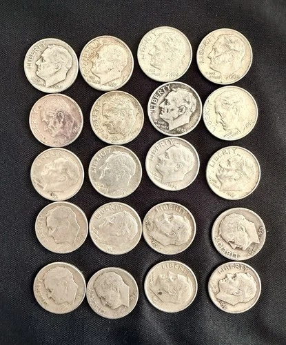 Roosevelt Dimes Silver Pre 1965 $2 Face Value Lot of 20 U.S. Coins #3