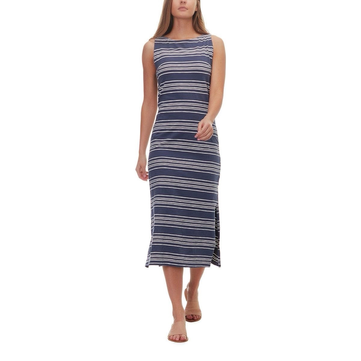 Patagonia Amber Dawn Tank Dress Blue Striped Sleeveless Maxi M Organic  Cotton - Main Image