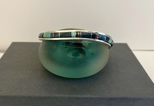 Calvin Begay Sterling Silver Turquoise & Lapis Inlay Cuff Bracelet Navajo Signed