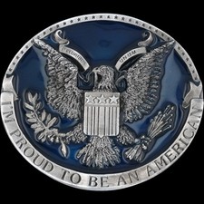 New Bald Eagle American Flag Patriotic USA Western Veteran NOS Vtg Belt Buckle