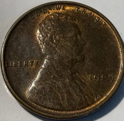 1909 P Lincoln Wheat Cent RB- AU - #2108