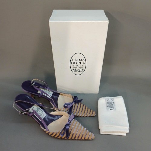 Emma Hope's Shoes Grey Purple Velvet Striped Kitten Heels UK 6 Pointed -FPL -CP - Picture 2 of 9