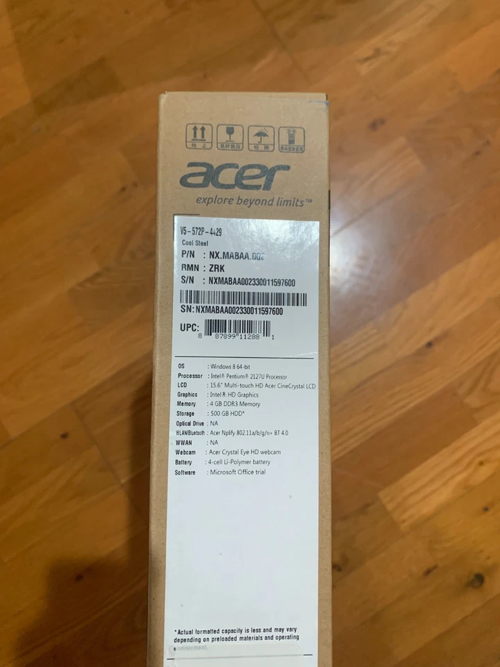 Acer Aspire 15.6" HD Touch ( V5-572P-4429) Intel Pentium 2127U 4GB RAM 500GB HDD - Image 3 of 4